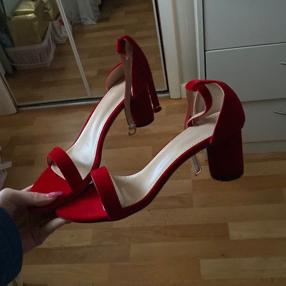 red velvet kitten heels never worn comes in original box